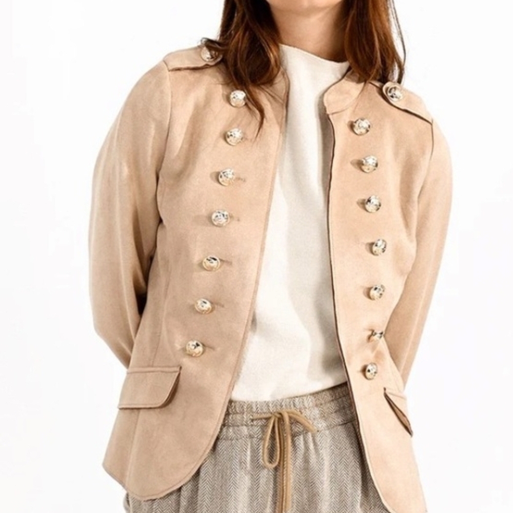 Molly Bracken Beige Decorative Button-Front Blazer New Without Tag Sz M - Picture 2 of 10